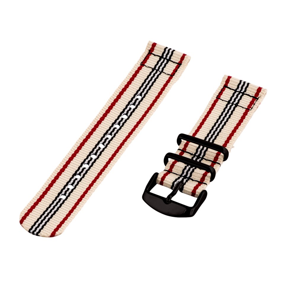 Clockwork Synergy - 18mm 2 Piece Classic Ballistic PVD Nylon White/Navy/Red Replacement Watch Strap Band