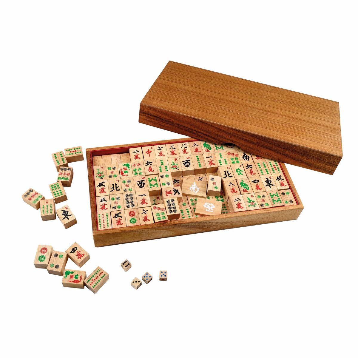 Philos Wooden Mah Jong (Mahjong) set with wooden tiles (no English numbering)