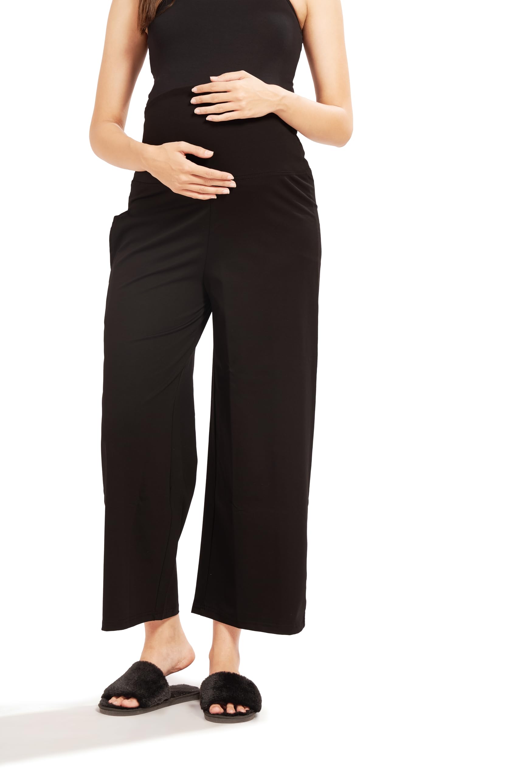 AV2 Women's Cotton Lycra Stretchable Relaxed Fit Maternity Pants | Maternity Yoga Pants | Maternity Trousers Black XX-Large 5556 - Image 3 thumbnail