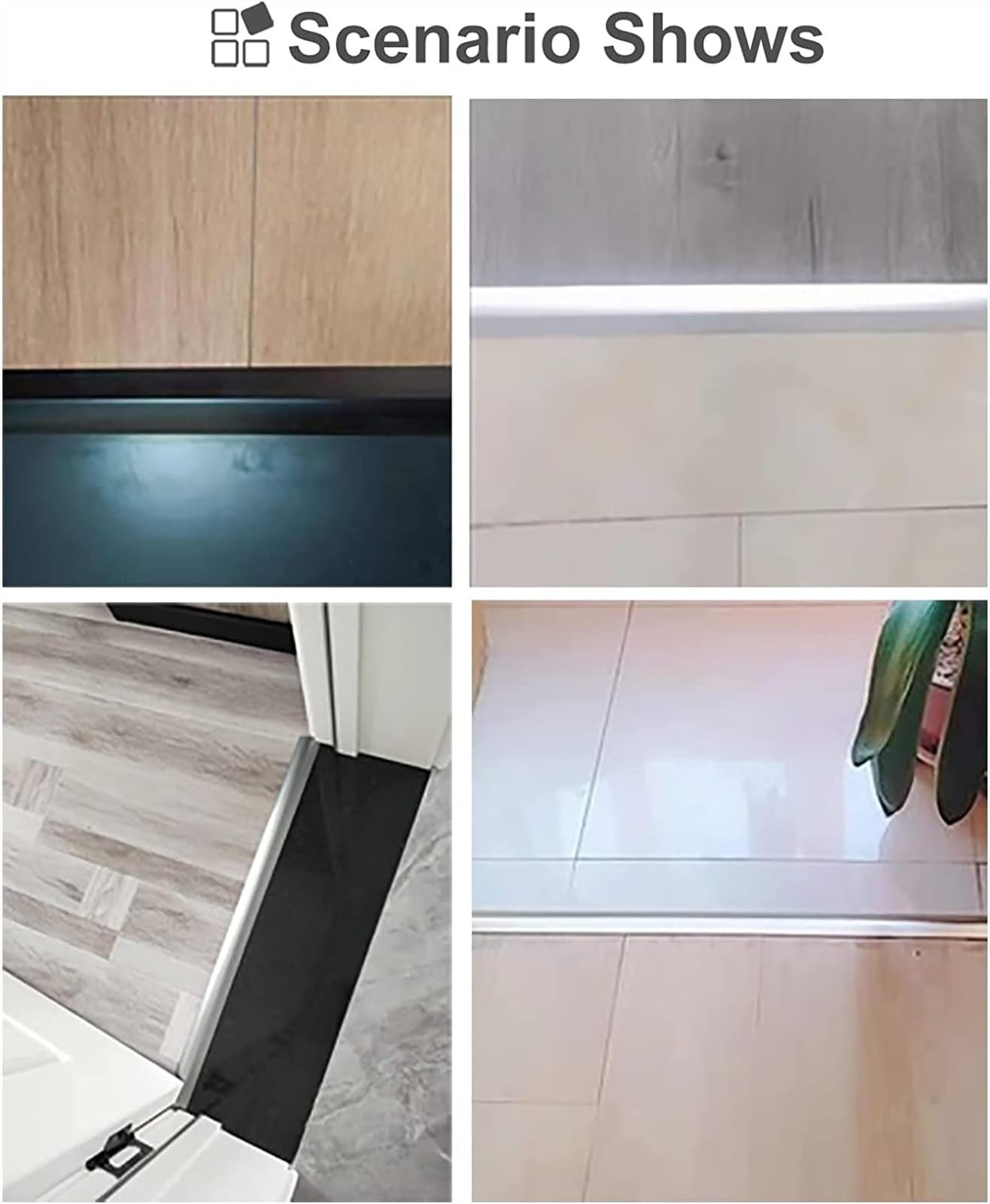 Profilo di Transizione, Striscia di Soglia, Tappeto da legno a piastrelle for bordi in laminato con autoadesivo(Silver)