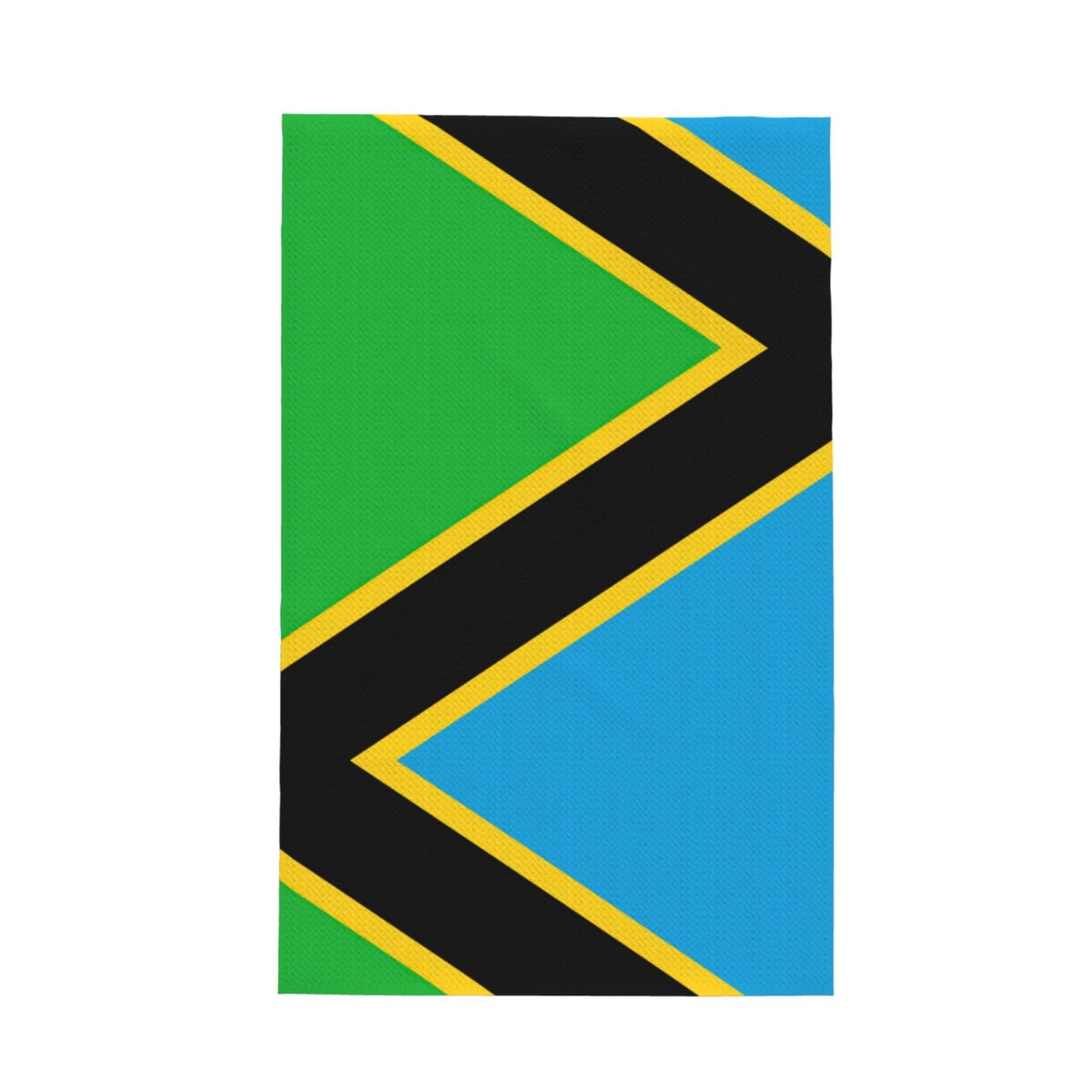 Xxahnbm Black Tanzania Flag Print Waffle Kitchen Towel,Absorbent Hand Towel