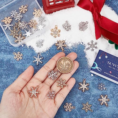 SUNNYCLUE 36pcs 6-Style Snow Charms, Xmas & Winter Rhinestone Charm Set for Jewellery Making DIY Bracelet, Necklace - Image 3