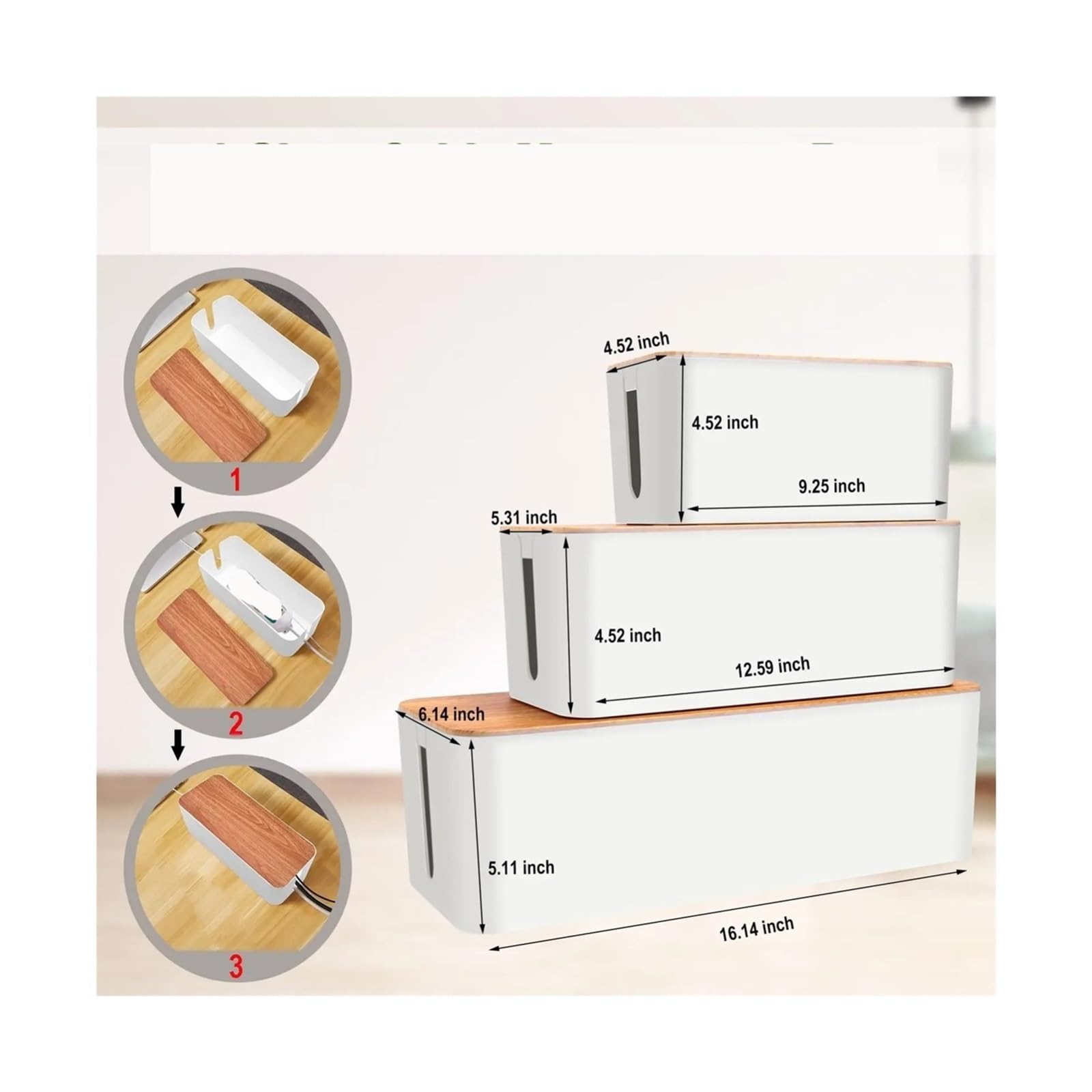 Scatola di gestione, scatole organizer for cavi, compatibili for casa e ufficio(White)