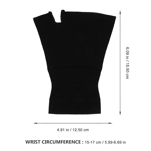 Miniatura 7 de 1 par de guantes de compresión de cobre, guantes de soporte de mano para muñeca y pulgar para mujeres y hombres, túnel carpiano, negro, M