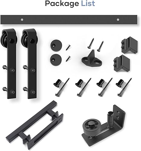 Miniatura 7 de EaseLife Kit de herrajes para rieles y manijas de puerta corrediza de 5 pies, resistente, polea J básica, se desliza suavemente en silencio, fácil