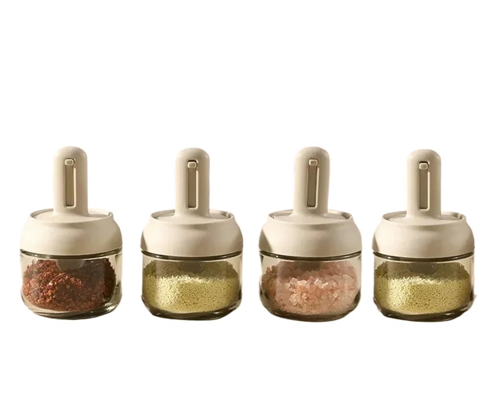 Pot à épices extensible, couvercle de cuillère cuisine, pot d'assaisonnement en verre intégré, boîte sel MSG, ensemble joints Pour Spice(2pc)