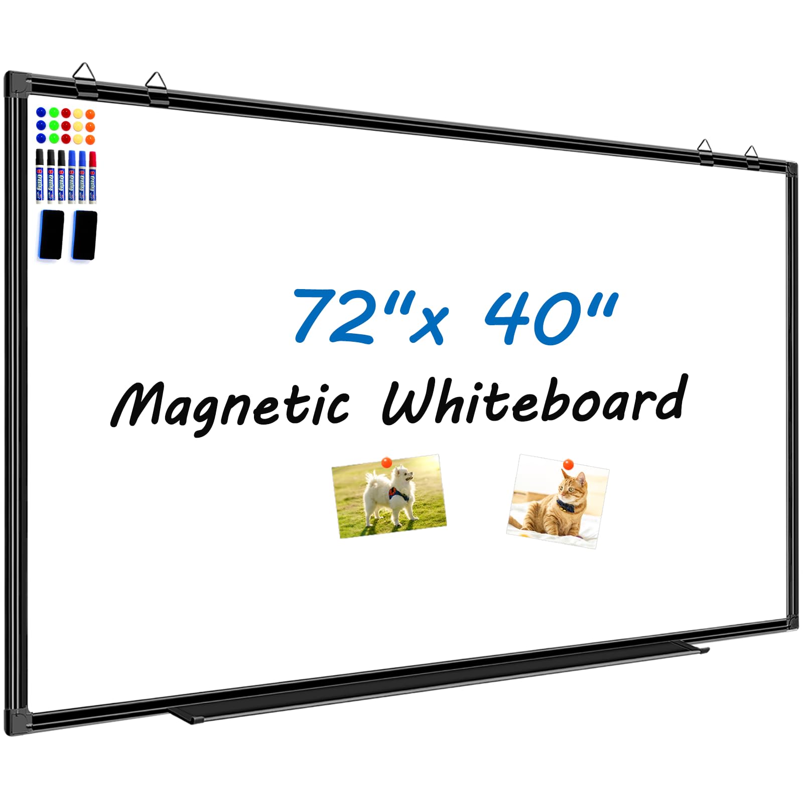 H-Qprobd Large White Board Dry Erase Board for Wall 72"X40" Magnetic Whiteboard with Long Pen Tray, Presentation Dry Erase Boards for Office,