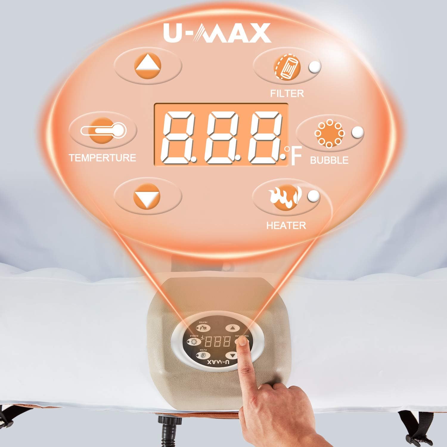 UMAX Portable Inflatable Hot Tub with Heater and Bubble Function in