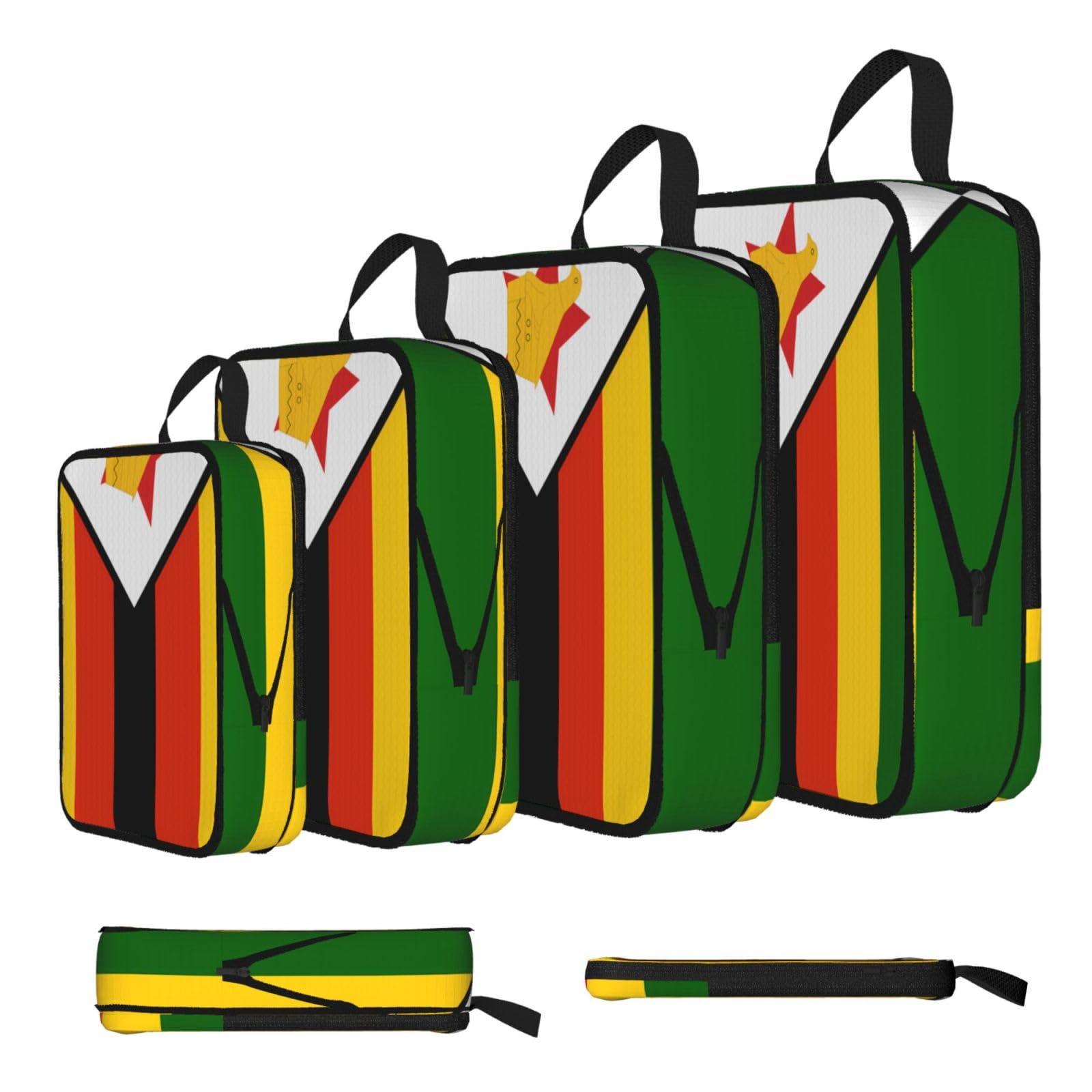 Flag of Zimbabwe Compression Packing Cubes 4 Piece Set
