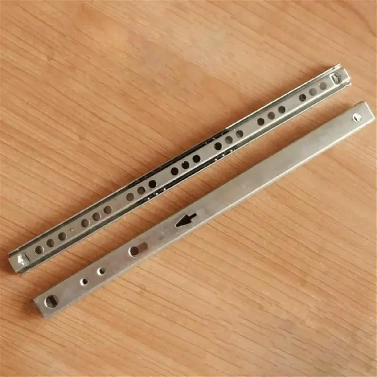 Prowadnice kulkowe, Dwusekcyjne prowadnice do szuflad z łożyskami kulkowymi ze stali, szerokość 17 mm, opakowanie 2 szt., srebrne, różne rozmiary(214mm)