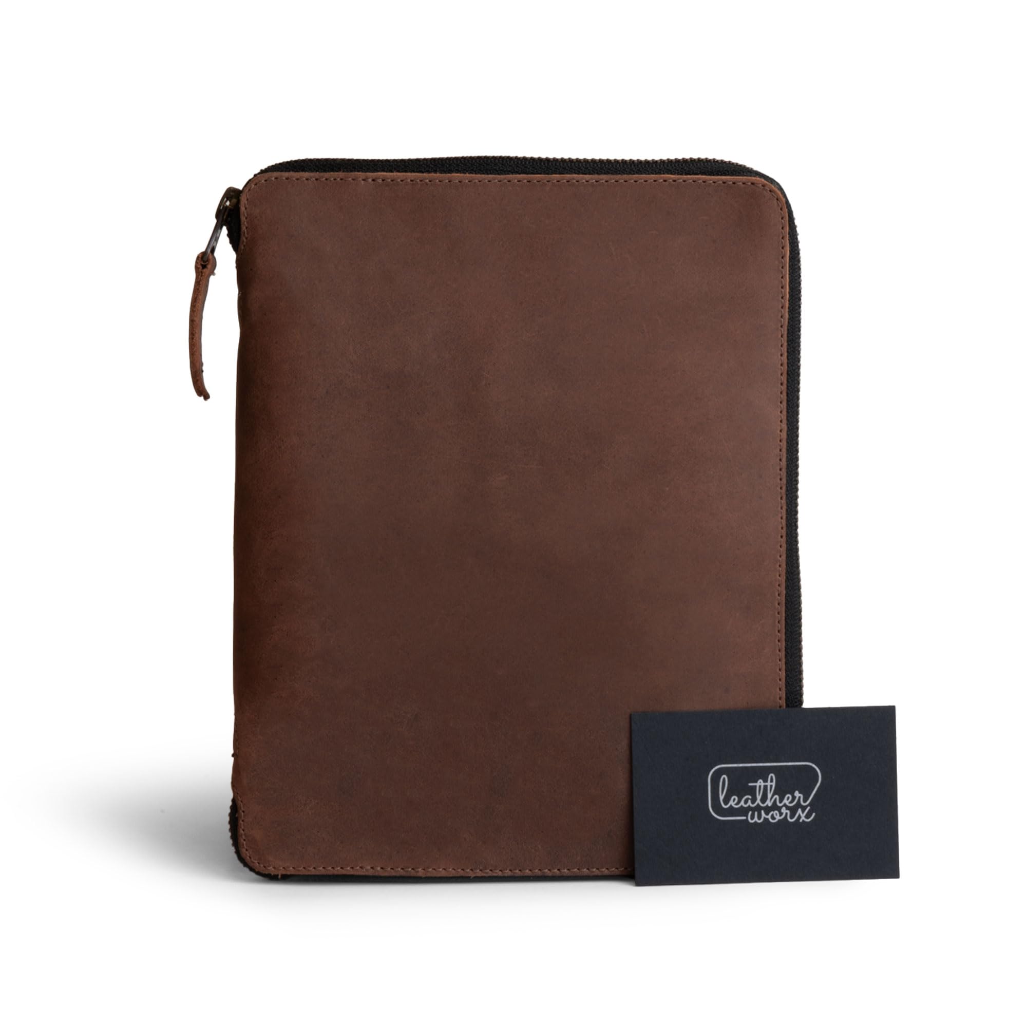 Rustykalny notatnik A5 (14,6 x 21 cm) segregator do portfolio wykonany ręcznie z licowej skóry, Padfolio dla biznesu i szkoły, osobisty planer dla mężczyzn i kobiet, brązowy burbon