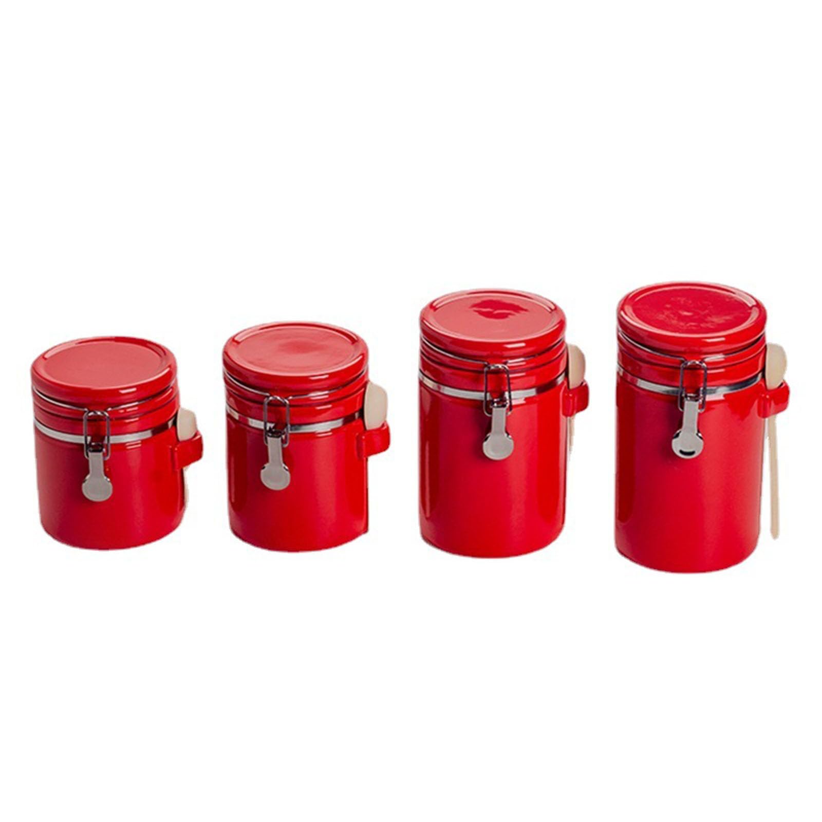 Kaffeedose Luftdicht Set, Kaffeebohnen Behälter Aus Edelstahl, Bohnen Vakuum Kaffee Dose, Luftdichte Edelstahl Für Tee Nüsse,Rot