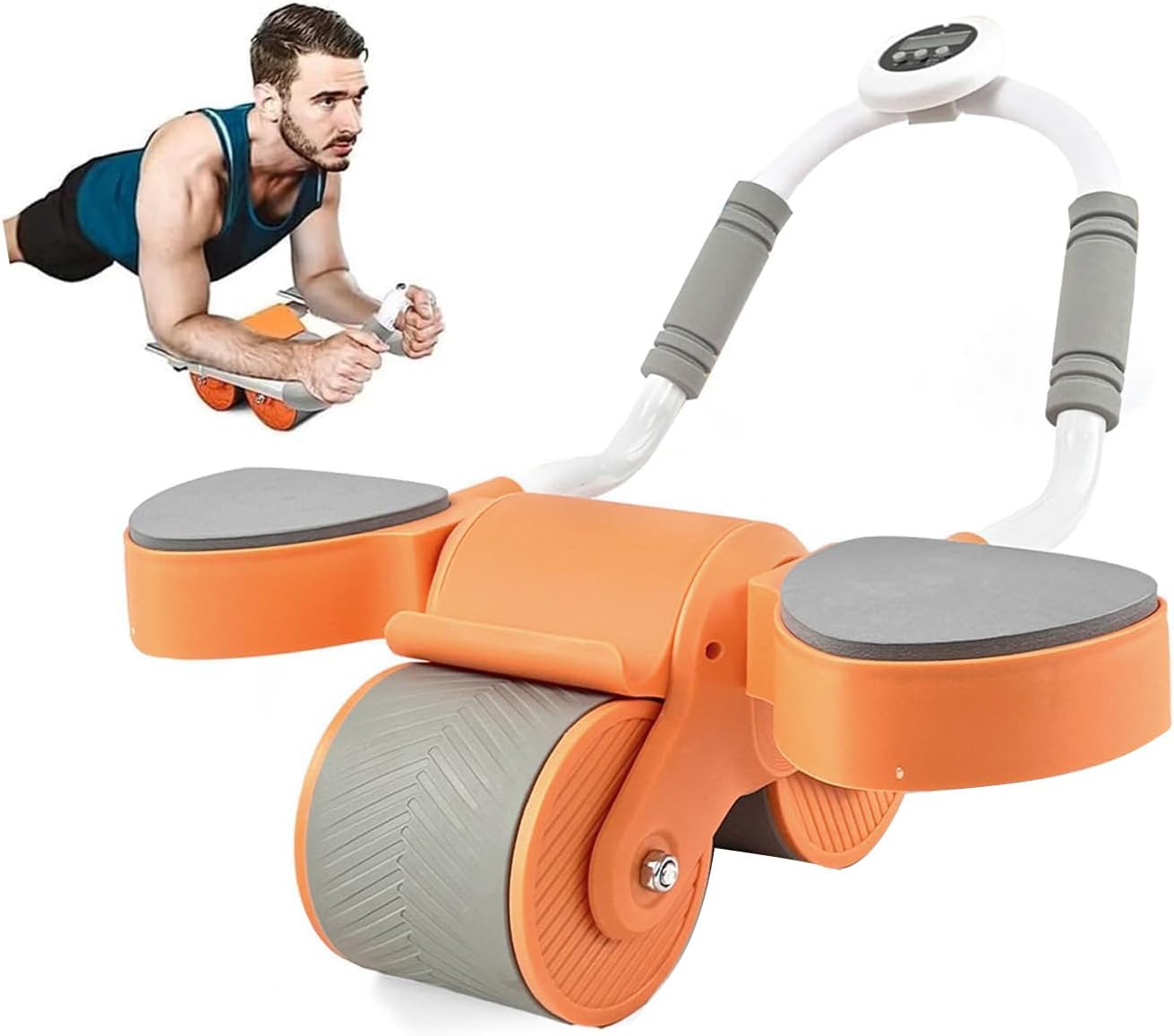 Ab Wheel Roller with Elbow Support, Automatic Rebound Abdominal Wheel