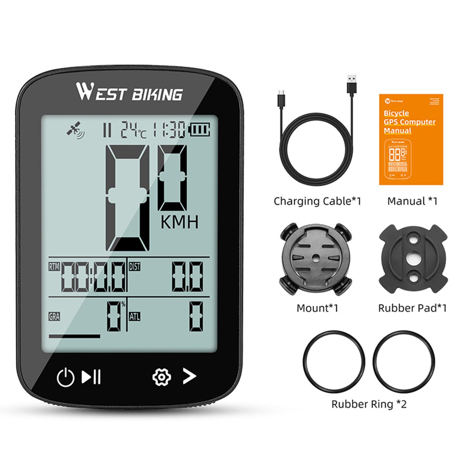 Ordinateur de vélo Mavaol sans Fil avec écran LCD de 2,4 Pouces, GPS Rechargeable, Ordinateur de Cyclisme