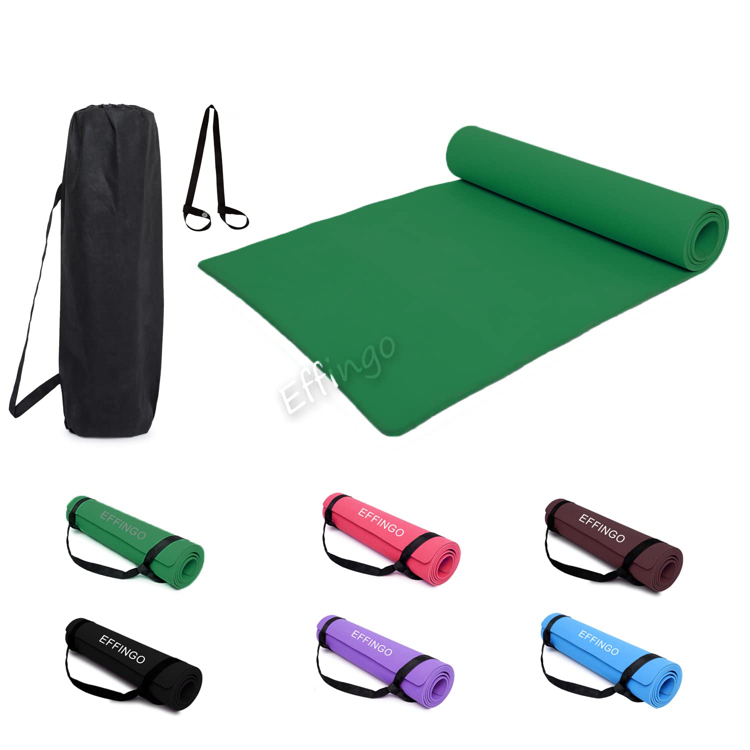 Effingo Embossed YOGA MAT With BAG & STRAP Non slip yoga Mat 4mm