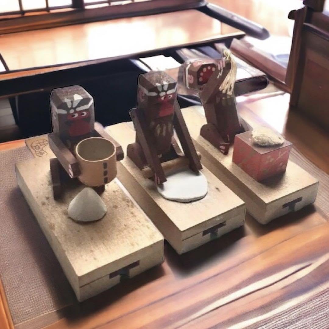 長野県 廃絶 郷土玩具 奈良井のからくり玩具 信濃猿 蕎麦猿×3 民藝 伝統工芸 Amazon | 長野県 廃絶 郷土玩具 奈良井のからくり玩具 信濃猿