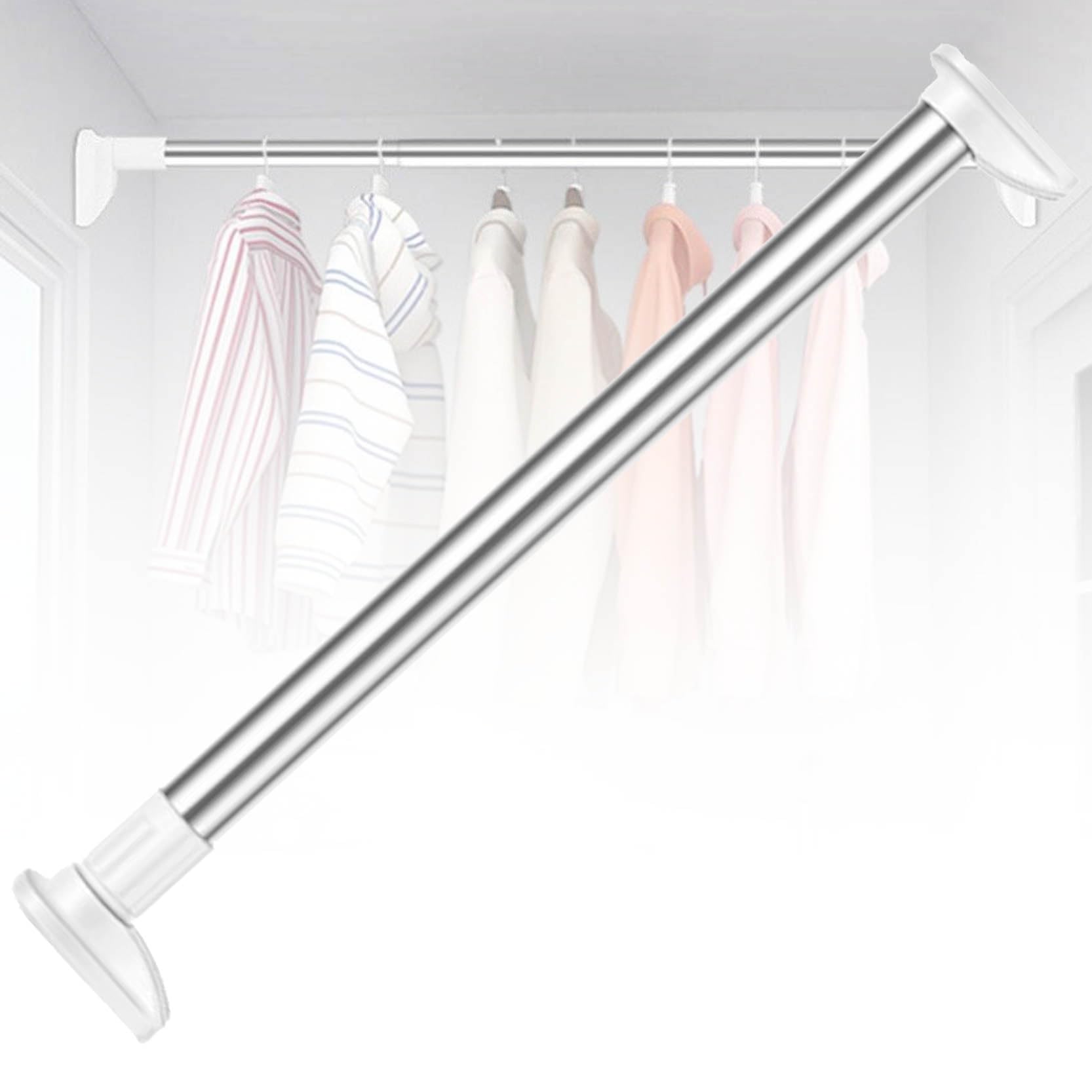 Duschspannstange, Erweiterbare Spannvorhangstange Ohne Bohren, Spannstange Robuste Gardinenstange, Kleiderstangenstange für Kleiderständer, Federvorhangstange(Size:110-200cm)