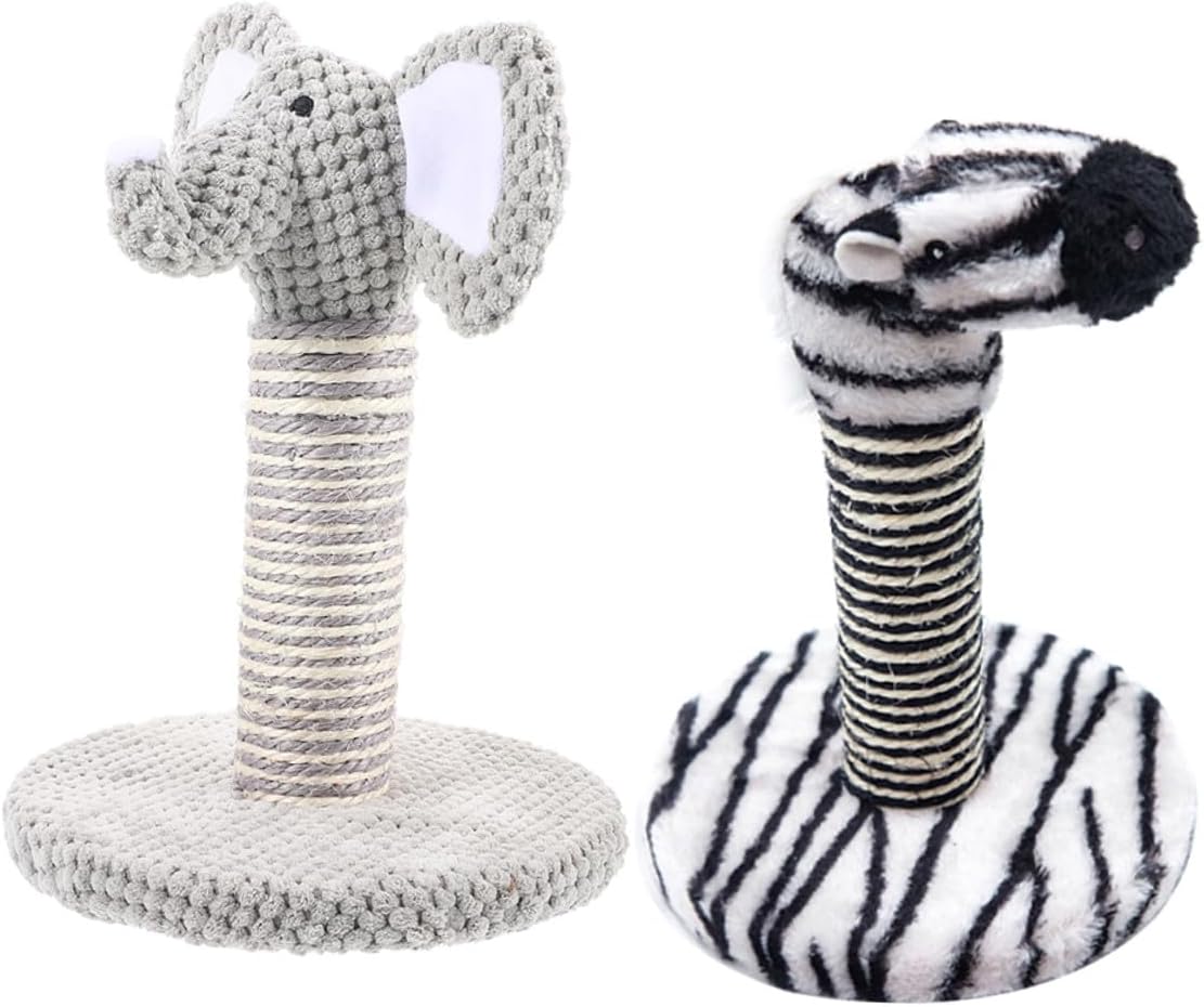 Kisangel 2pcs Adorable Cat Scratching Posts with Sisal Rope Wear-Resistant Kitten Scratchers for Indoor Cats and Resting
