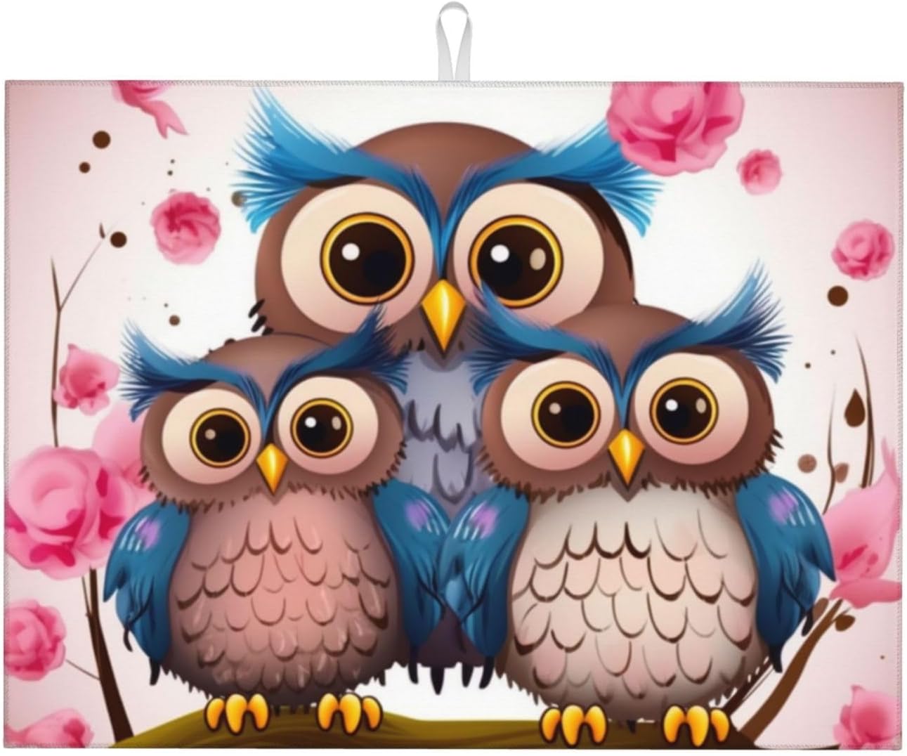 Dish Drying Mat Microfiber Drying Mat For Kitchencute Owls Hangable Dish Mat Coffee Dishes Drainer Mats Coffee Mat Sink Mats For Rack Coffee Bar Accessories One Size