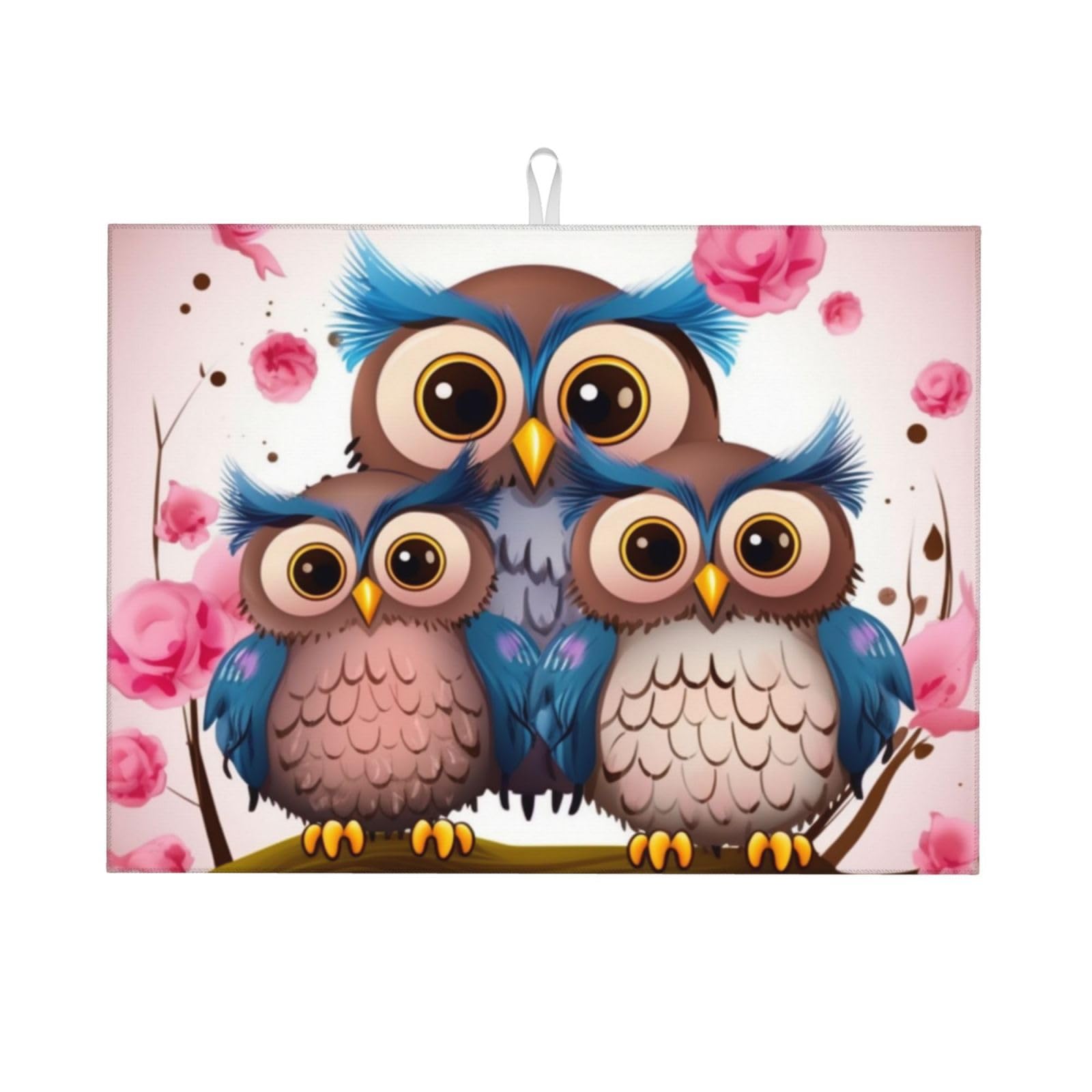 Dish Drying Mat Microfiber Drying Mat For Kitchencute Owls Hangable Dish Mat Coffee Dishes Drainer Mats Coffee Mat Sink Mats For Rack Coffee Bar Accessories One Size