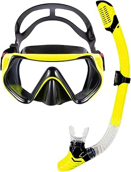 TUDIVING Snorkeling Gear for Adults,Anti-Fog Panoramic View Mask Scuba Gear,Diving Mask,Snorkeling Set Gear Diving Swimming Travel Size