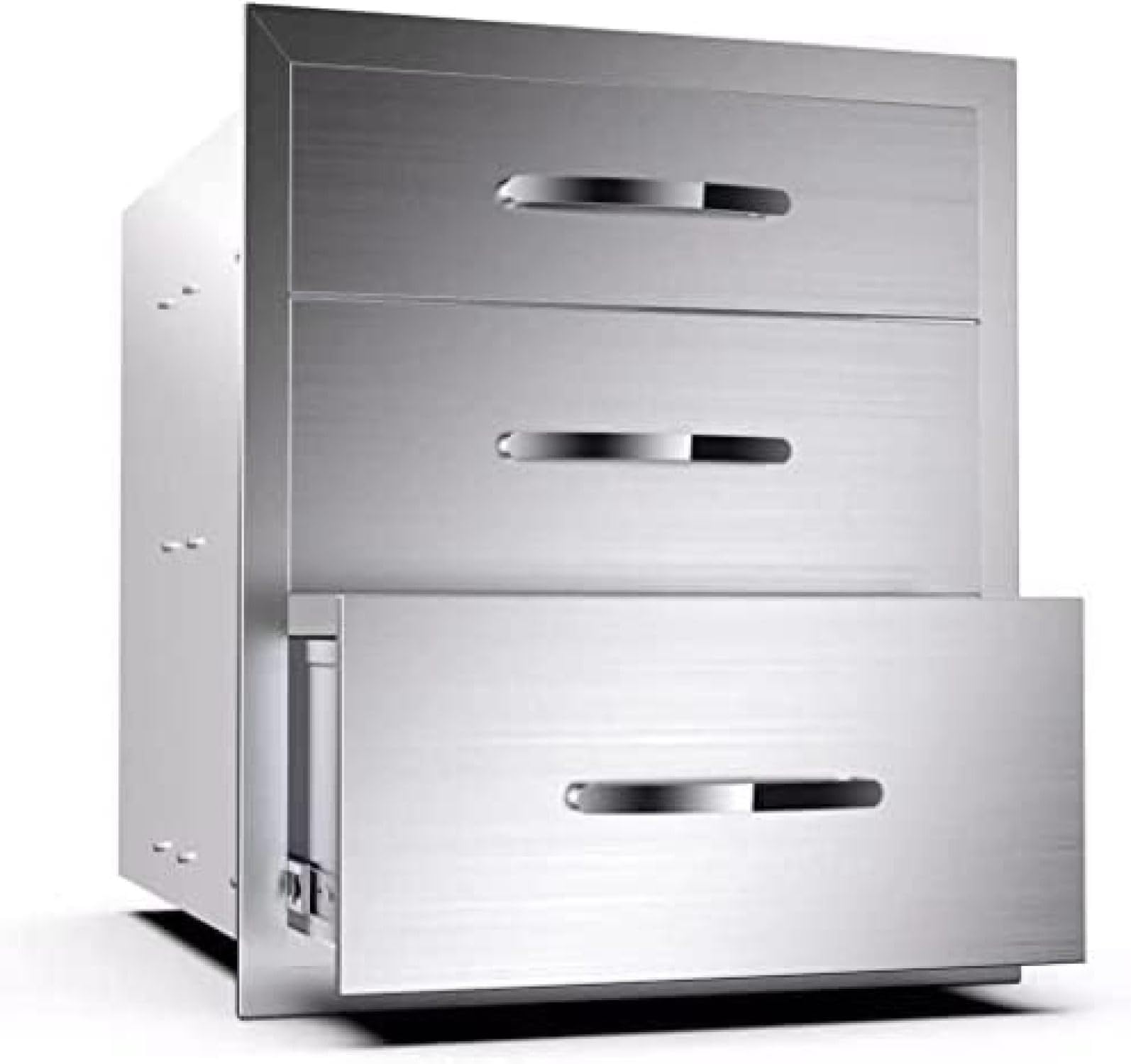 Outdoor Kitchen Drawer BBQ Drawer Outdoor Kitchen Access Drawers Horizontal- Stainless Steel Double Drawers for Outdoor Kitchen Grilling Station Or BBQ Island,16Wx23Dx21H