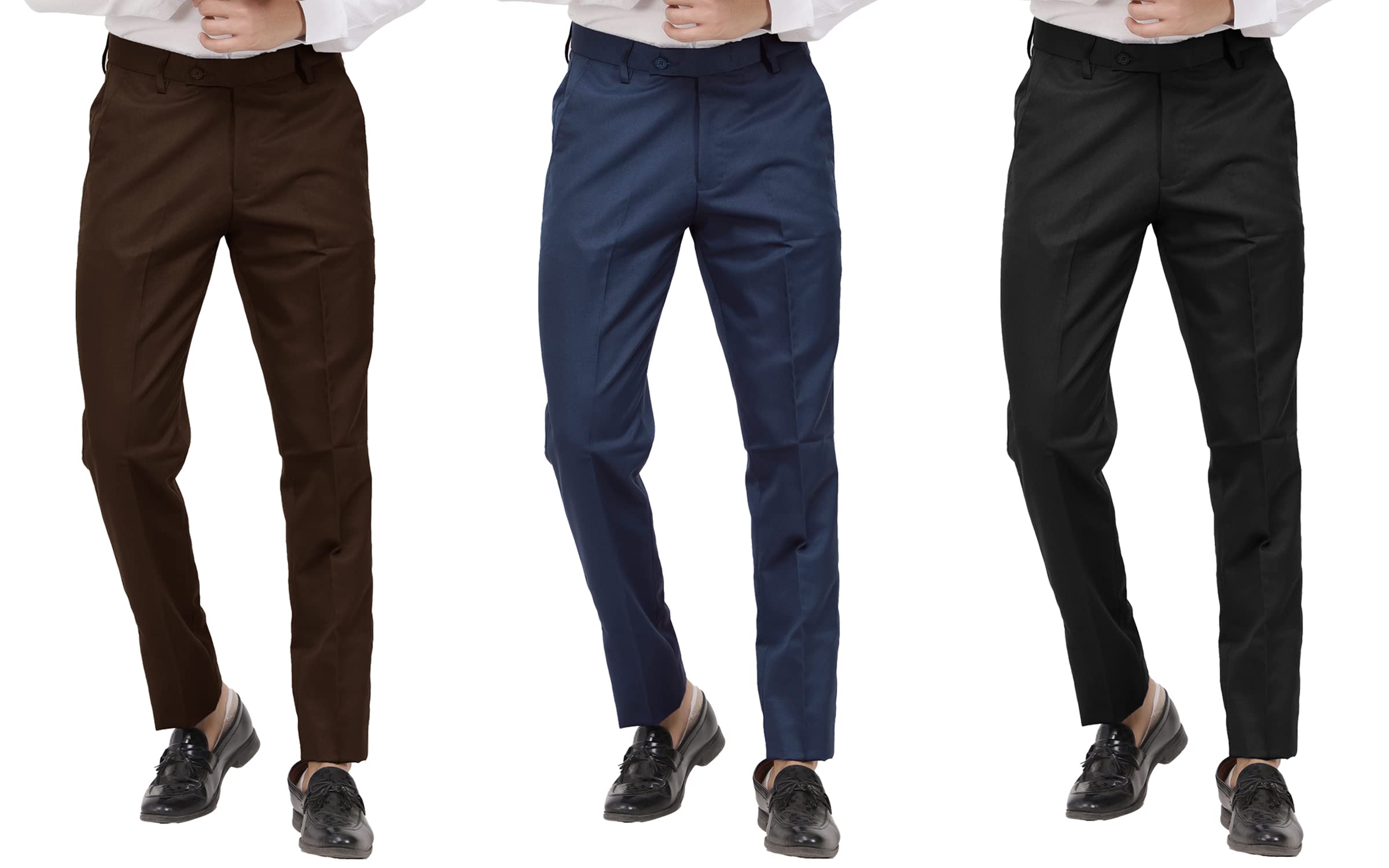 kundan Men's Poly-Viscose Blended Formal Trousers (Pack of 3 Trousers)-picture-25