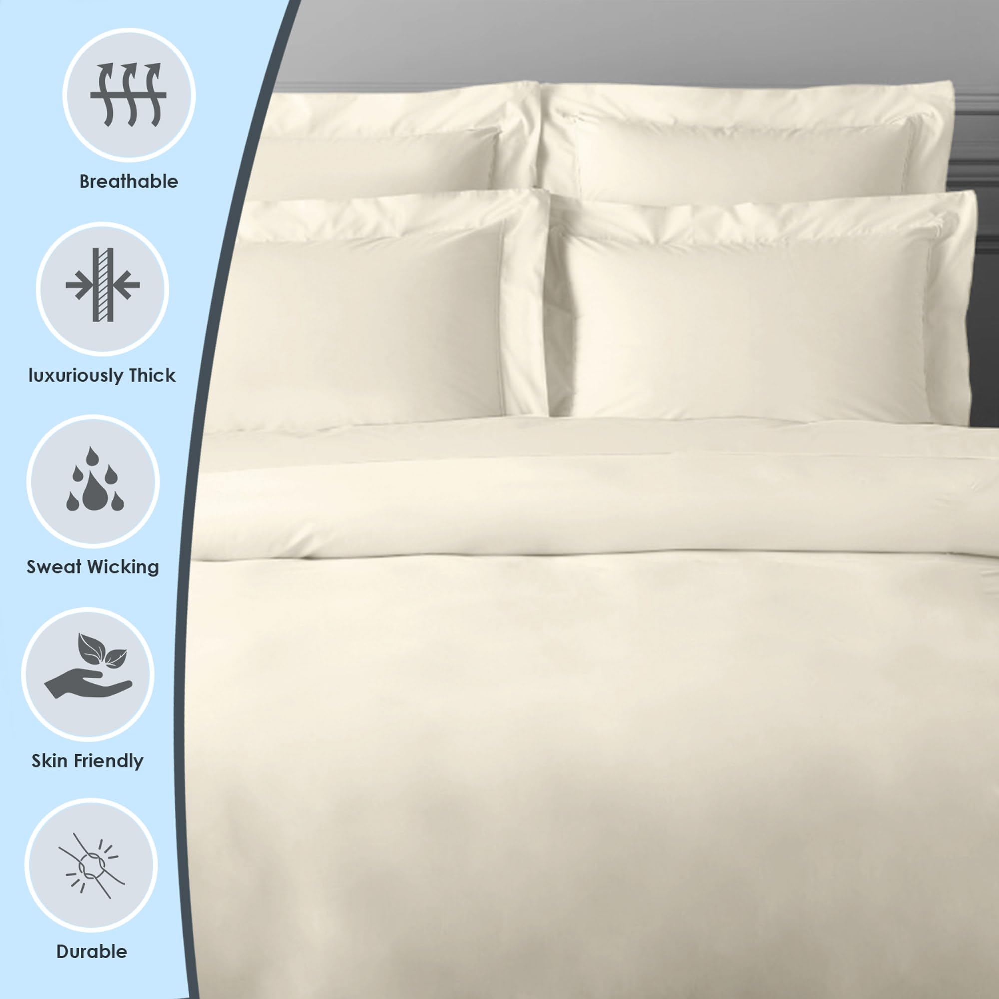 Pizuna Luxurious Cotton Emperor Size Fitted Sheets Ivory - Image 2