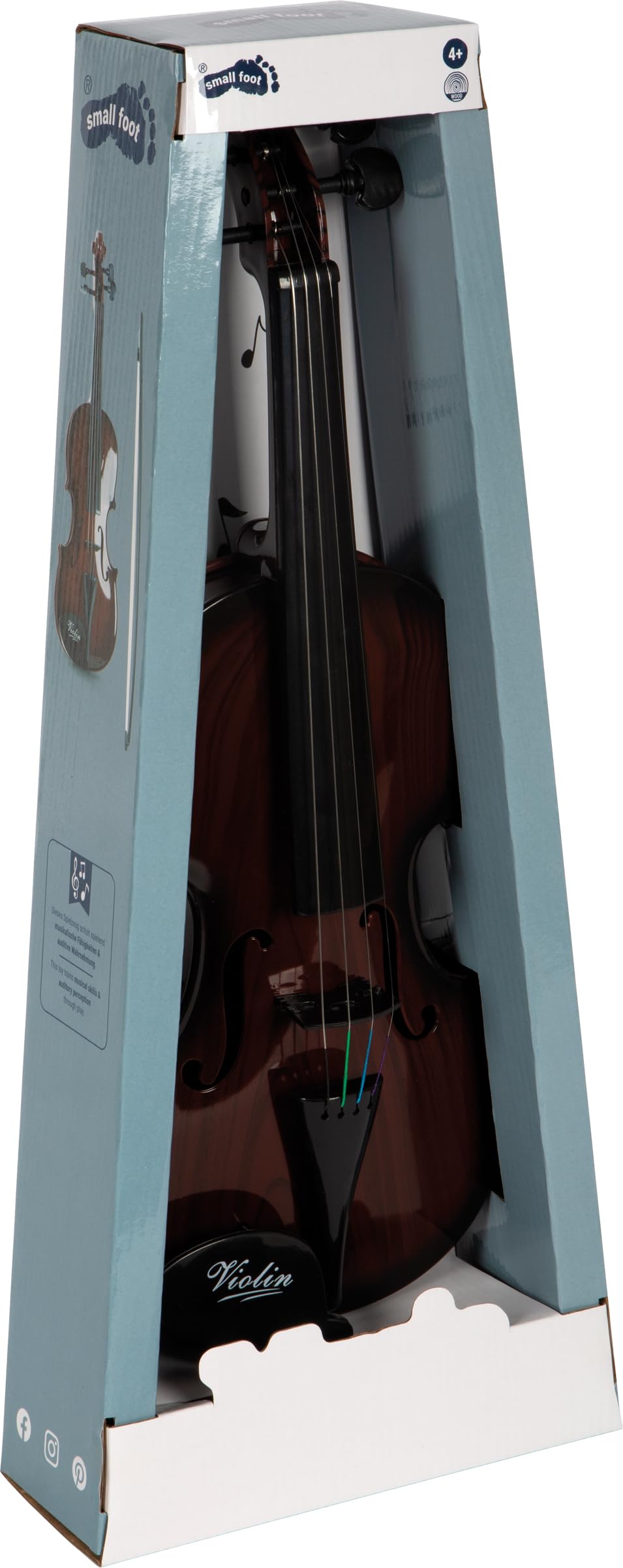 small foot Skrzypce "Classic" z tworzywa sztucznego, o wyglądzie drewna, w zestawie czarny łuk, instrument muzyczny od 4 lat, 7027