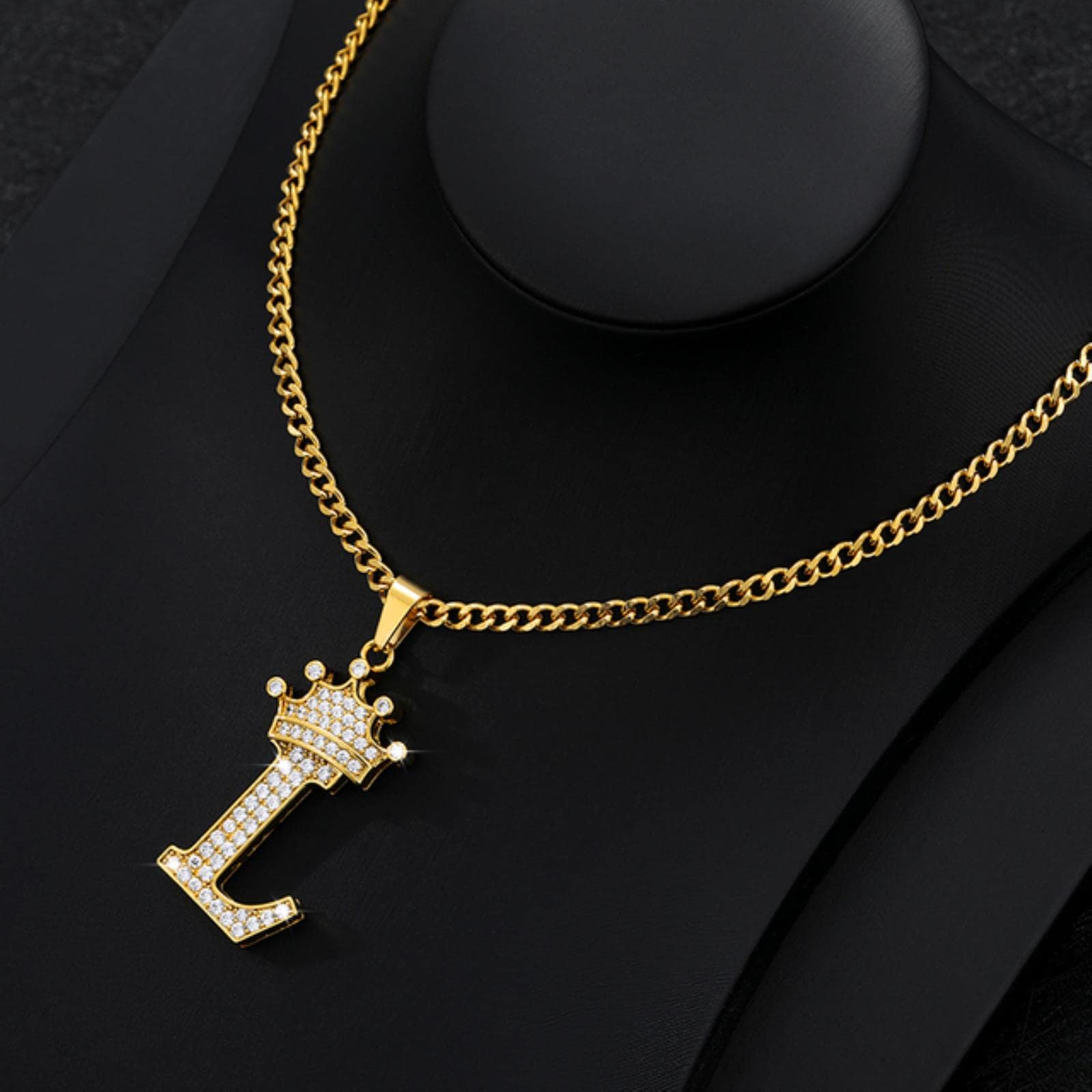 Zxcs Women's L Zircon Crown Etter Necklace For Men Hip Hop Initia Alphabet Charm Chain Choker Pendant Necklace Jewelry Gift