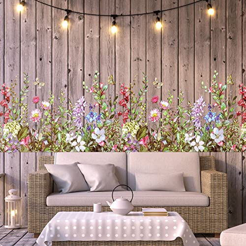 Flower Wall Decals Large Flower Clusters Butterfly Greenery Wall Sticker Removable Christmas Peel And Stick Art Murals For Kids Room Nursery Classroom Bedroom Living Room Home (19.69 X 137.8 Inch) #TOP6