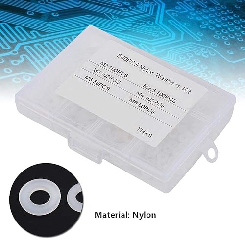 Miniatura 7 de Juego surtido de 500 arandelas de nailon M2-M6, arandela plana, kit de juntas lisas con caja, carga extendida, evita daños, evita fugas, dispositivo