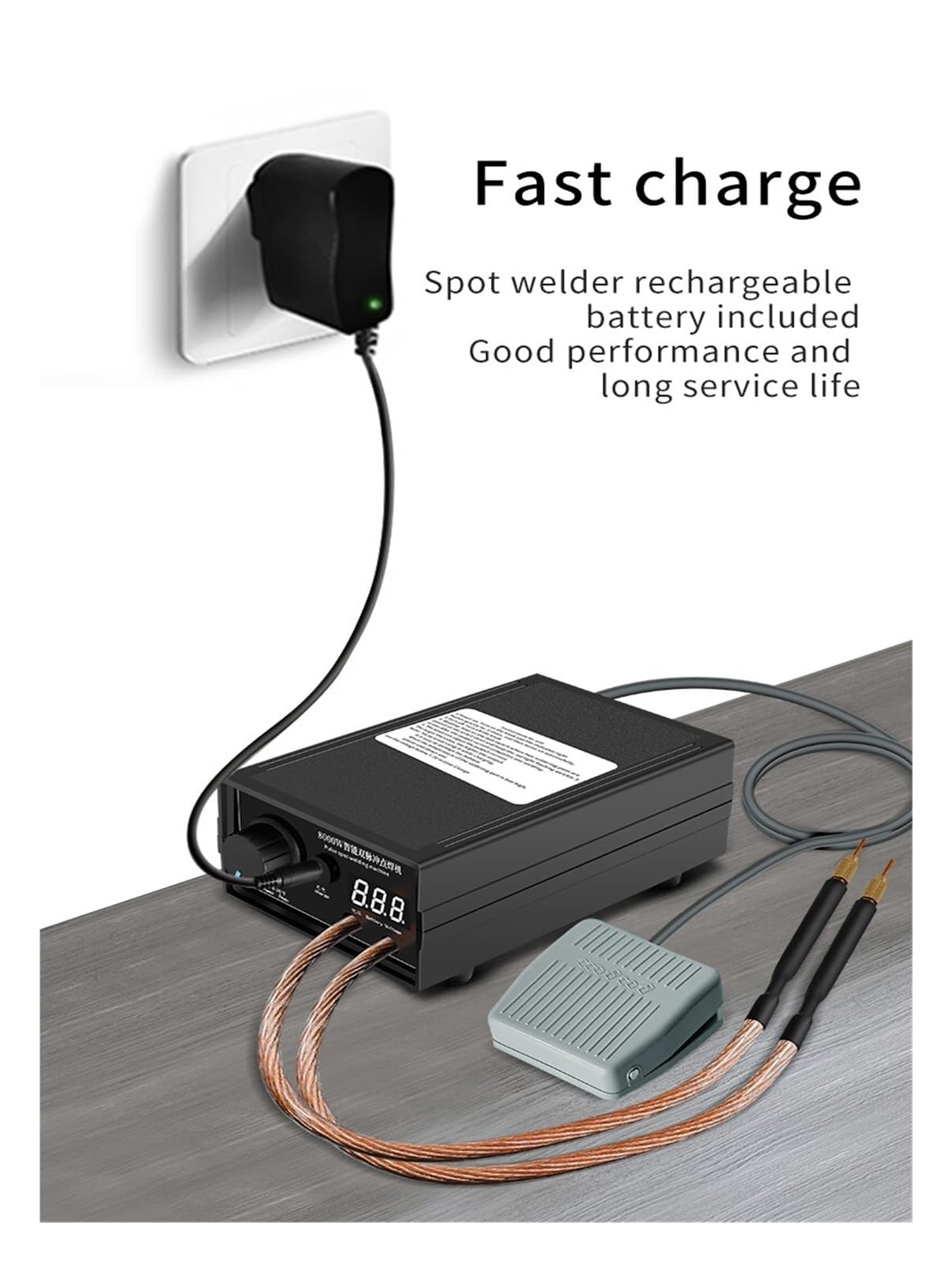 Saldatrice a Punti ad Alta Potenza da 8000 W, Kit di Saldatura Fai-da-Te Portatile con Batteria 18650