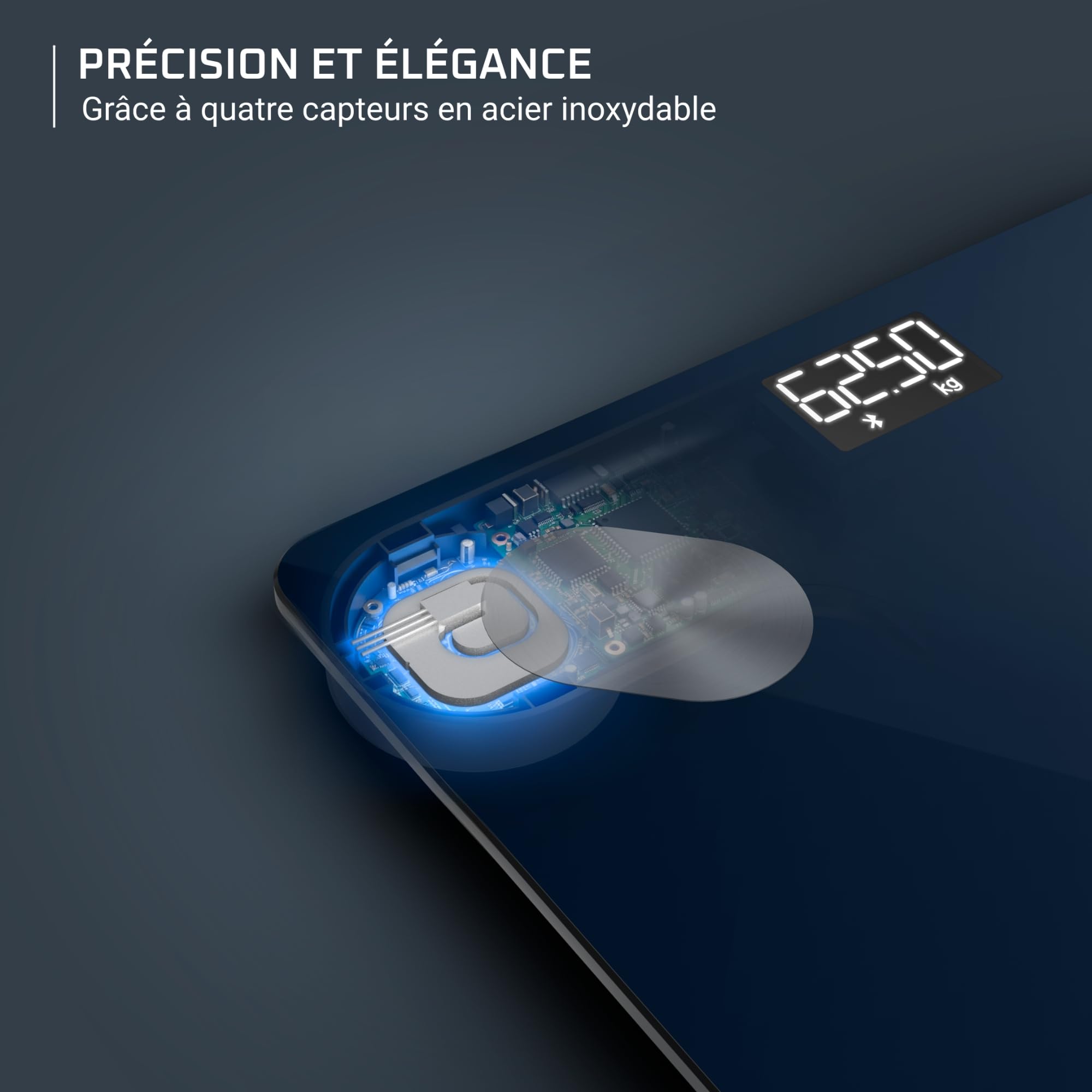 Rowenta Goodvibes Life + 2.0, Pèse-personne connecté, Application intuitive, 15 indicateurs corporels, Haute précision, Utilisateurs illimités, BR9720F0
