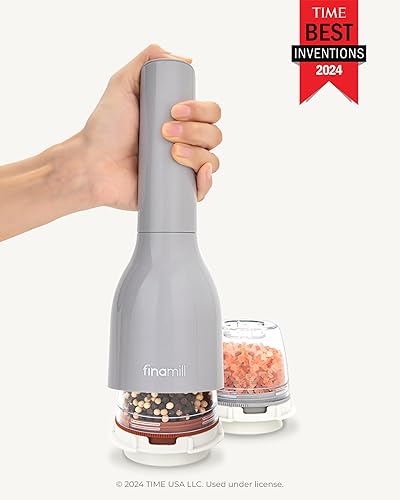 Miniatura 3 de FinaMill Molinillo de Especias Clásico a Batería – Juego de Molinillo de Sal y Pimienta Operado a Batería, Incluye 2 Cápsulas de Especias
