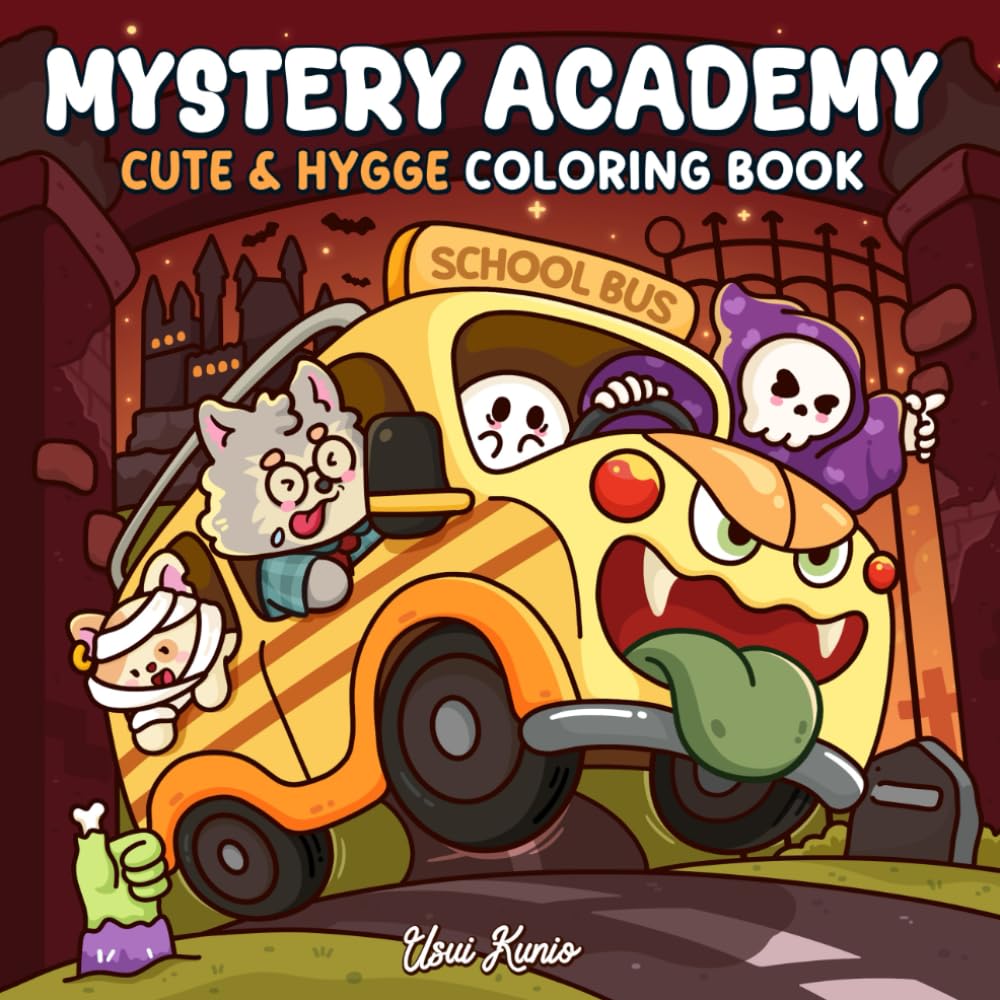 Mystery Academy: A Coloring Book for Adults and Teens Featuring Cute Characters Learning & Playing in a Spooky School for Relaxation