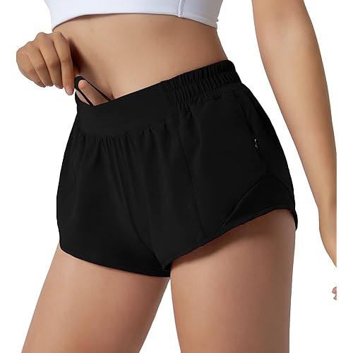 Aurefin Running Shorts for Women,Quick Dry Athletic Sports Shorts Lightweight Active Workout Gym Shorts with Zip Pocket