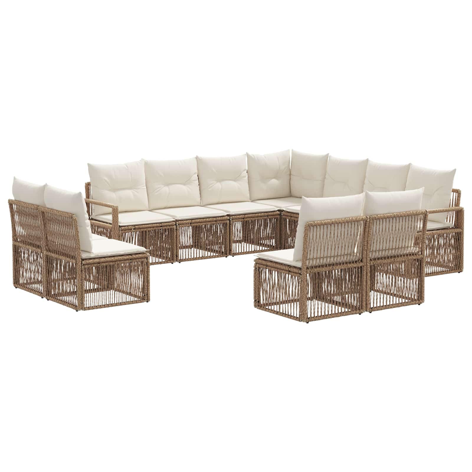 Set di divani da giardino in polyrattan, 11 pezzi, beige | Gruppo modulare per esterni con comodi cuscini per giardino, terrazza e cortile. Regolabile in modo flessibile.
