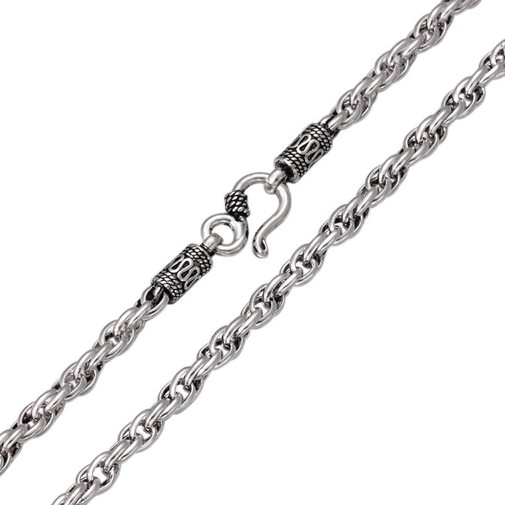 ForFoxCollar de cadena eslabones dobles de plata de ley 925 vintage para hombre mujer 4 mm 20-26 pulgadas