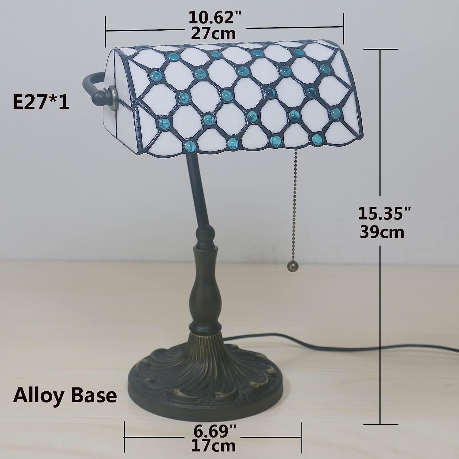 Bankiers Tischlampe, farbige Glaslampe, Kristallperlenschreibtischlampe, Schlafzimmer in der Nacht Leselampe (weiße Glassperlen aus weißem Meer) Innovate