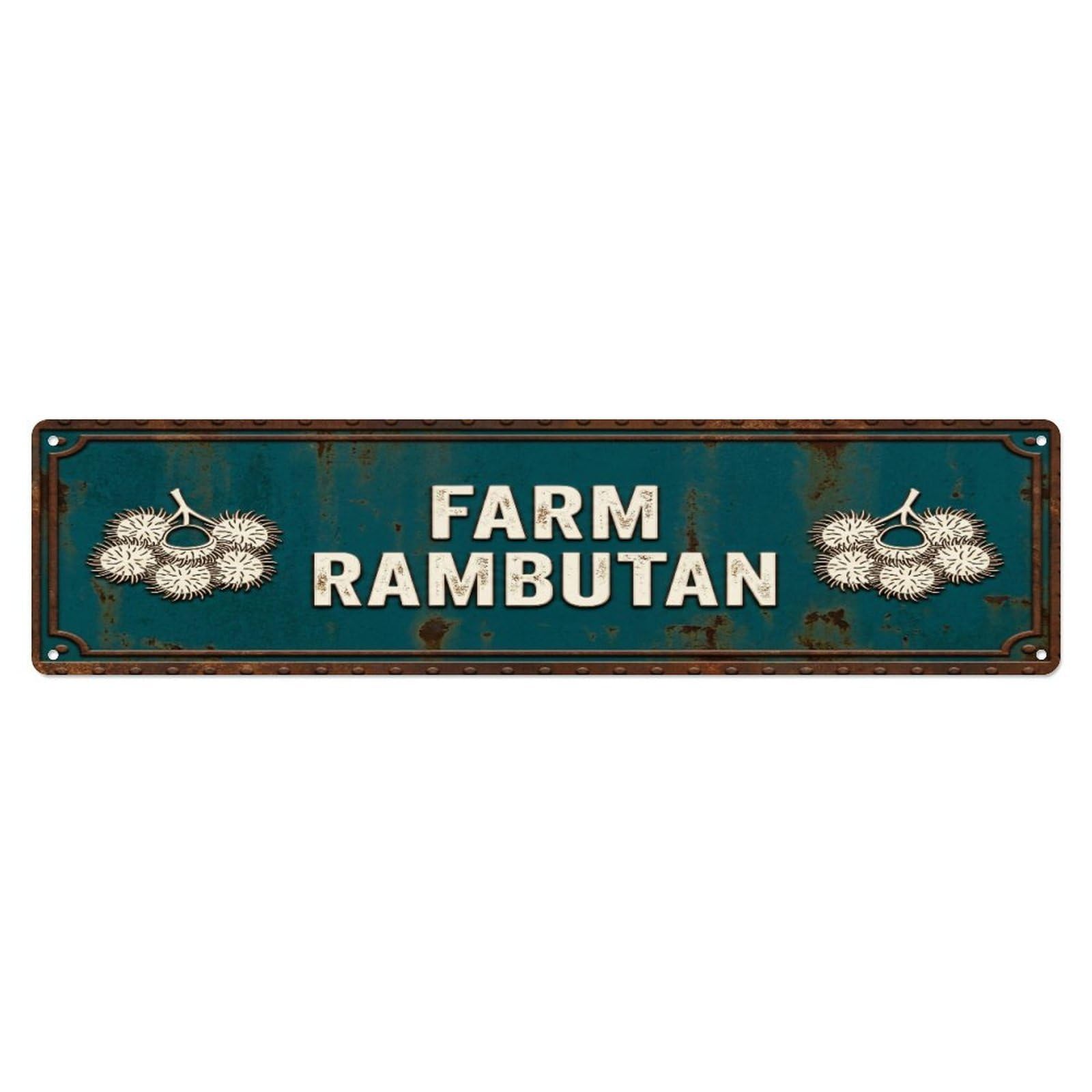 Metal Tin Sign FARM RAMBUTAN Vintage Fruit Rustic Farmhouse