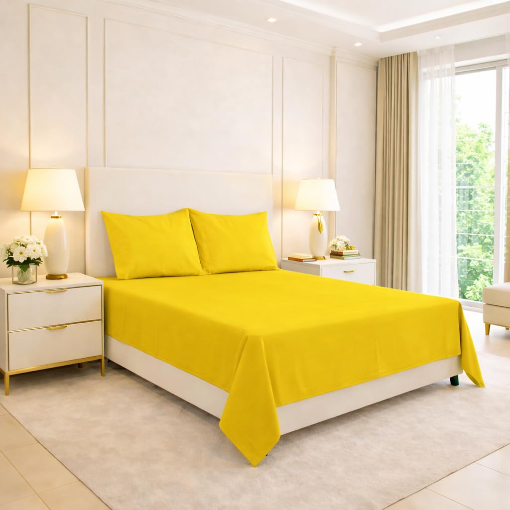 Arlinens Mustard Polycotton Flat Sheets In Following Colours And Sizes: (Super King, )