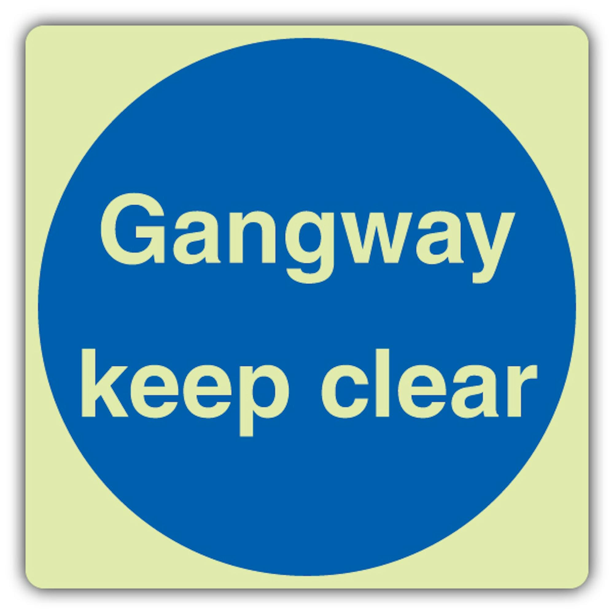 V Safety Gangway Keep Clear Sign – 300 x 300 mm – Triple Glow rigido