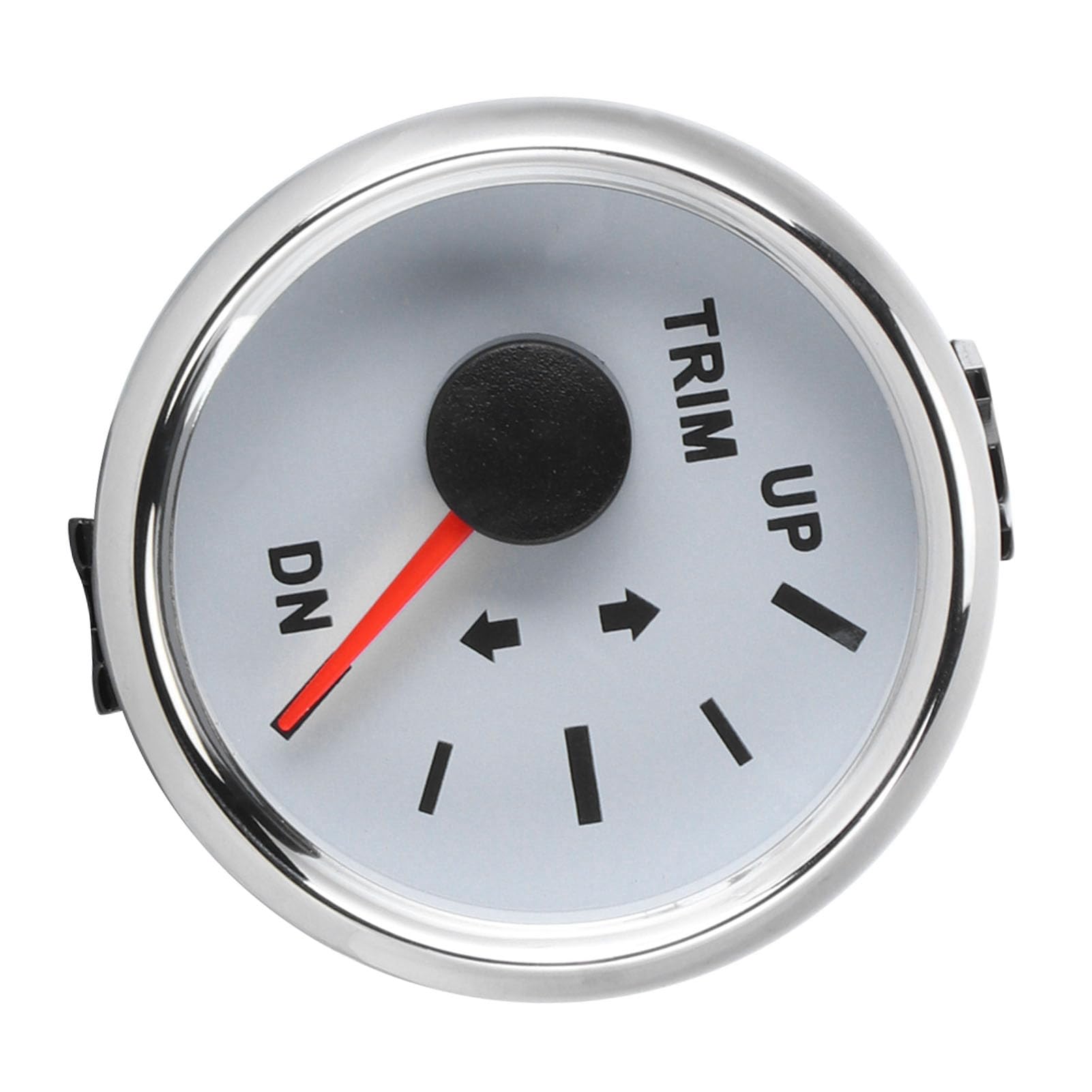 Aramox Jauge de garniture de bateau 52mm/2in UP-DN 0-190ohm Indicateur d'inclinaison de garniture de signal Rétroéclairage rouge Cadran blanc cadre argenté