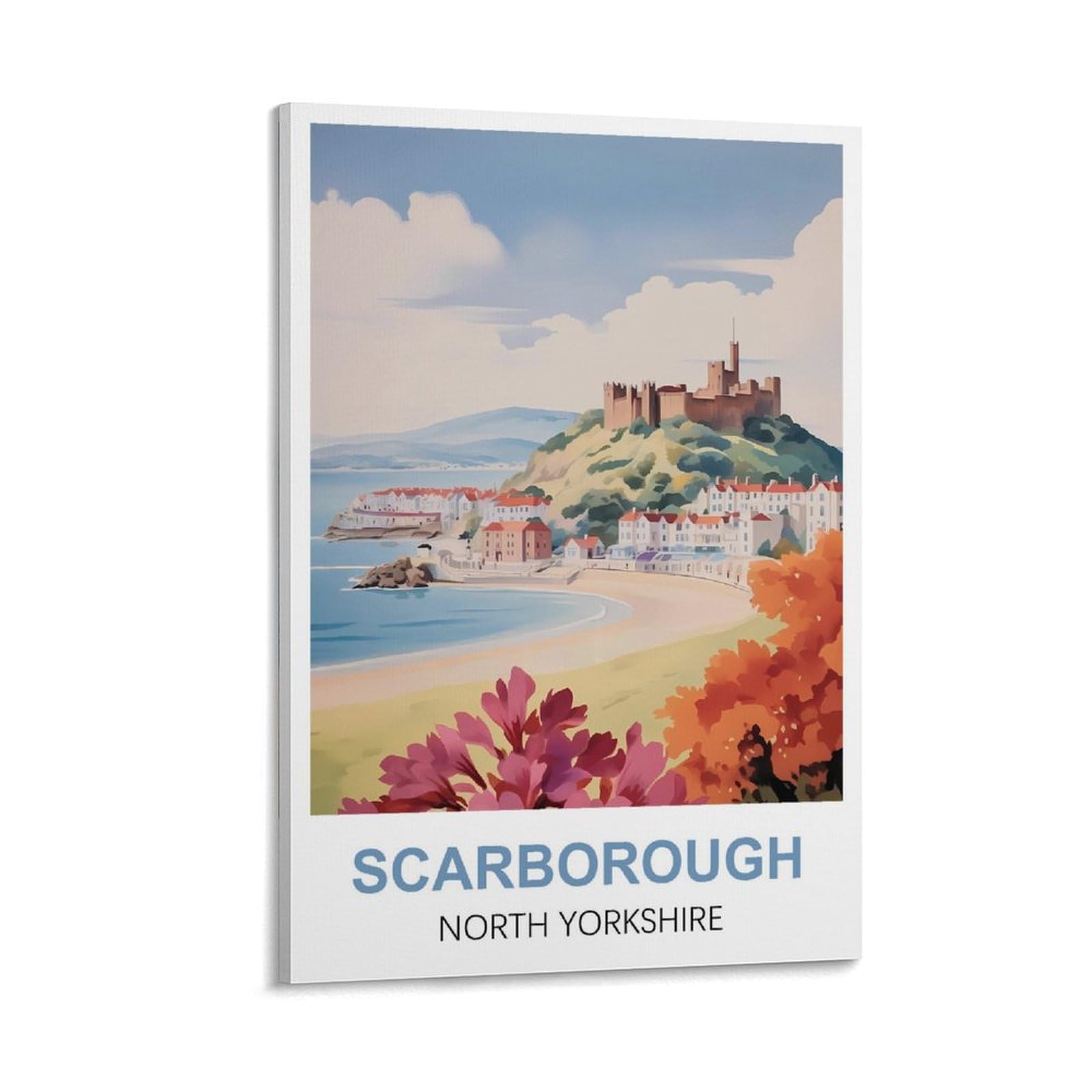 CTZIKWW Scarborough North Yorkshire Vintage Travel Poster 16x24inch(40x60cm) Canvas Art Prints Picture Wall Art Painting