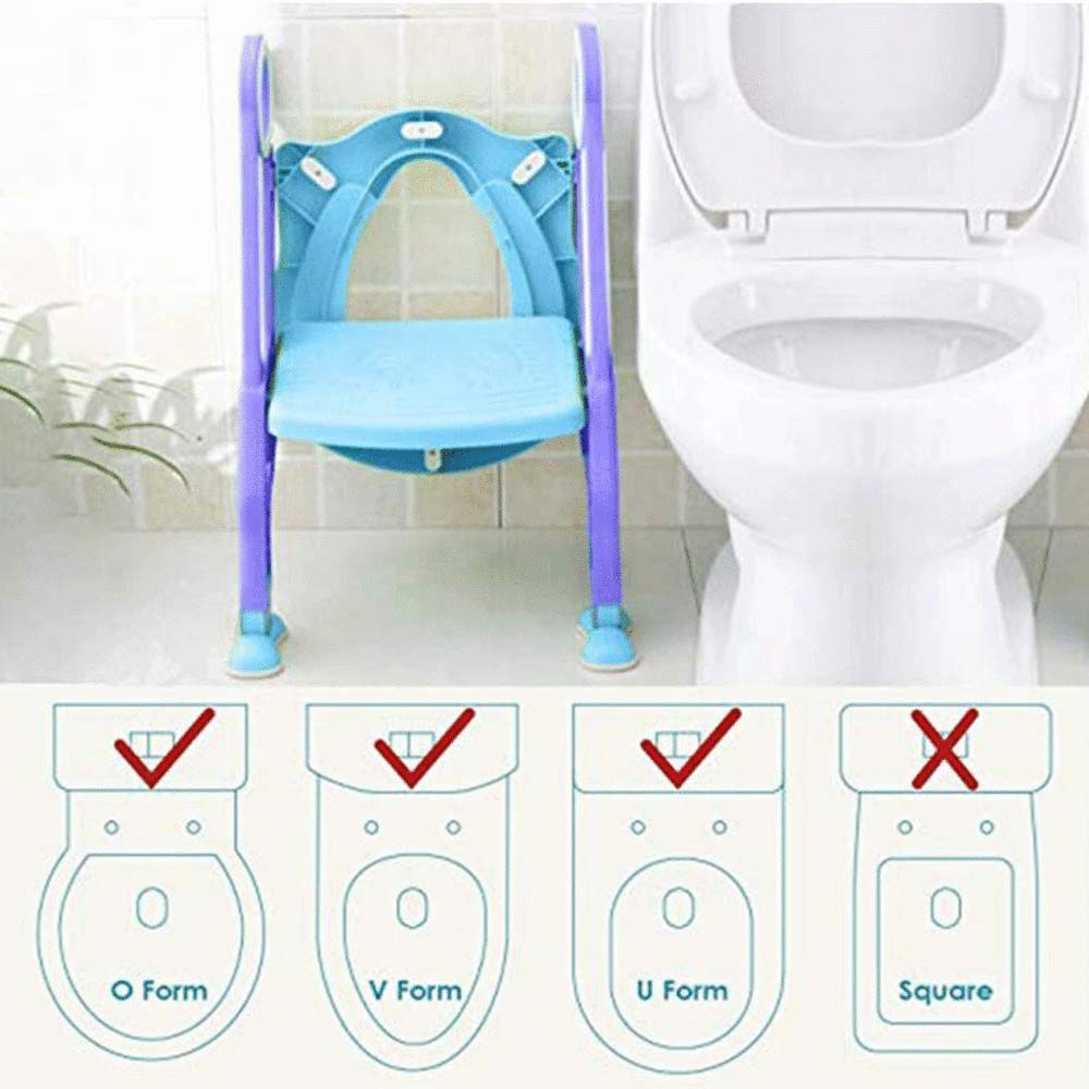 Reductor WC Niños Aseo Asiento con Escalera, Orinales para Niños Asiento para Inodoro De Bebe Orinal Infantil Formación, Antideslizante, Plegable, Altura Ajustable para 1-7 Niños