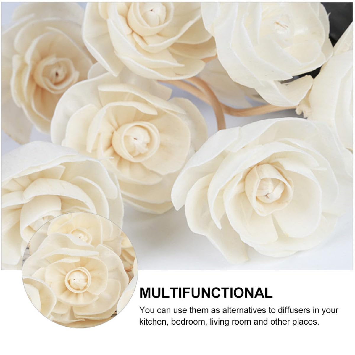 VICASKY Bâtonnets Aromatiques en Rotin Forme Fleur pour Diffuseur de Parfum, Lot de 6 Pièces, Libération D'huile Essentielle, Décoration Intérieure Cuisine et Hôtel
