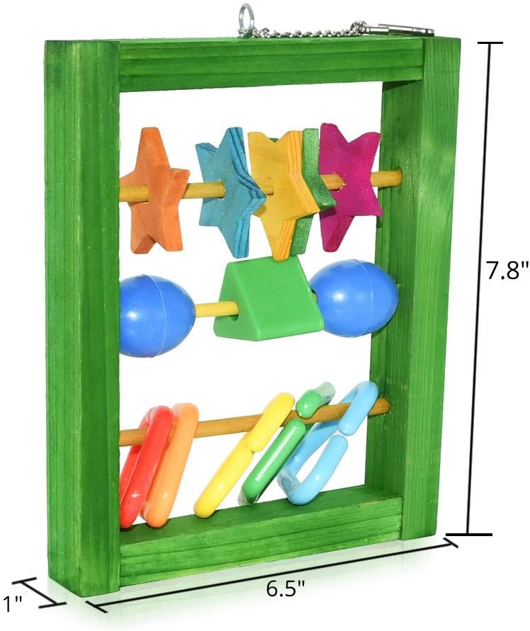 Mrli Pet Parrots Intellectual Intellective Toy with Wood Geometric Square for Budgies Parakeet Cockatiels Conure
