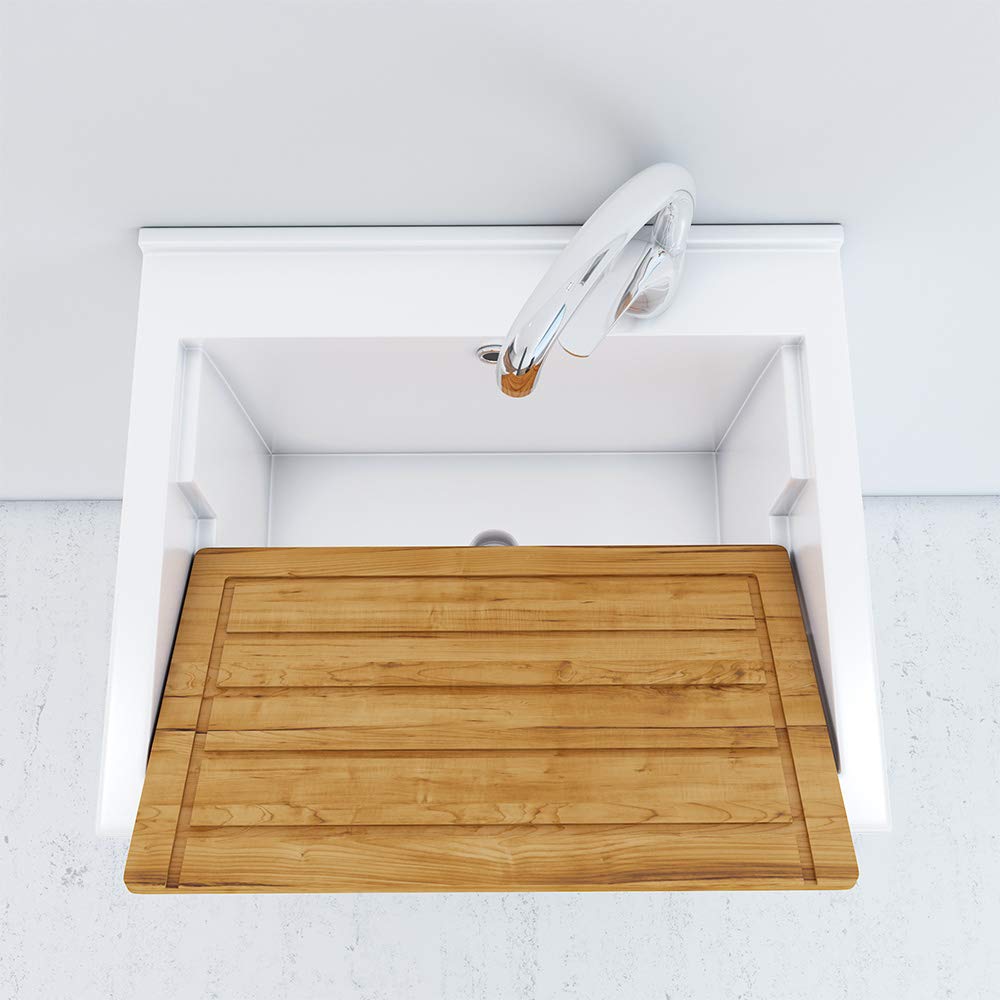 Inbagno Mobile Lavatoio, L.60xP.50xH.86.5, Bianco Lucido, Vasca in Ceramica con profondità 30 cm