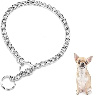 Metal Dog Chain Collar, Durable Thick Choke Collar for Pet Outdoor Training Walking, Puppy Adjustable Chain Collar Silver Metal Necklace S Length 40cm Diameter 2.0mm
